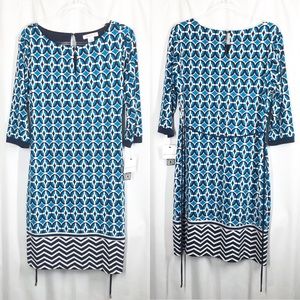 Liz Claiborne NWT Blue Geometric Dress (L)